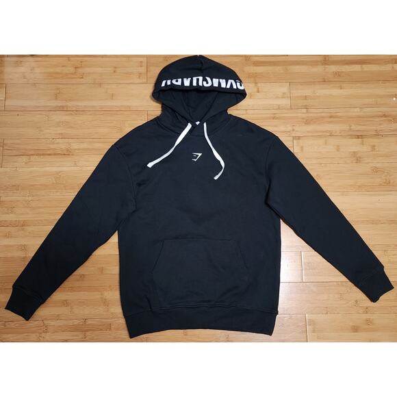 Gymshark Hoodie Womens Small Black Fraction Center Logo Lounge Gym Essentials - Picture 2 of 10